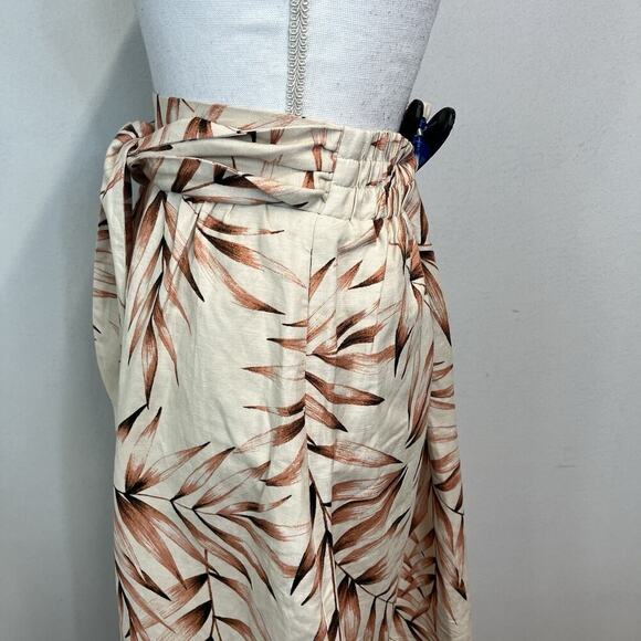 Ann Taylor Loft Skirt size Small Pet Linen Leaf Knee A Line Ties Summer Modest - Picture 6 of 11